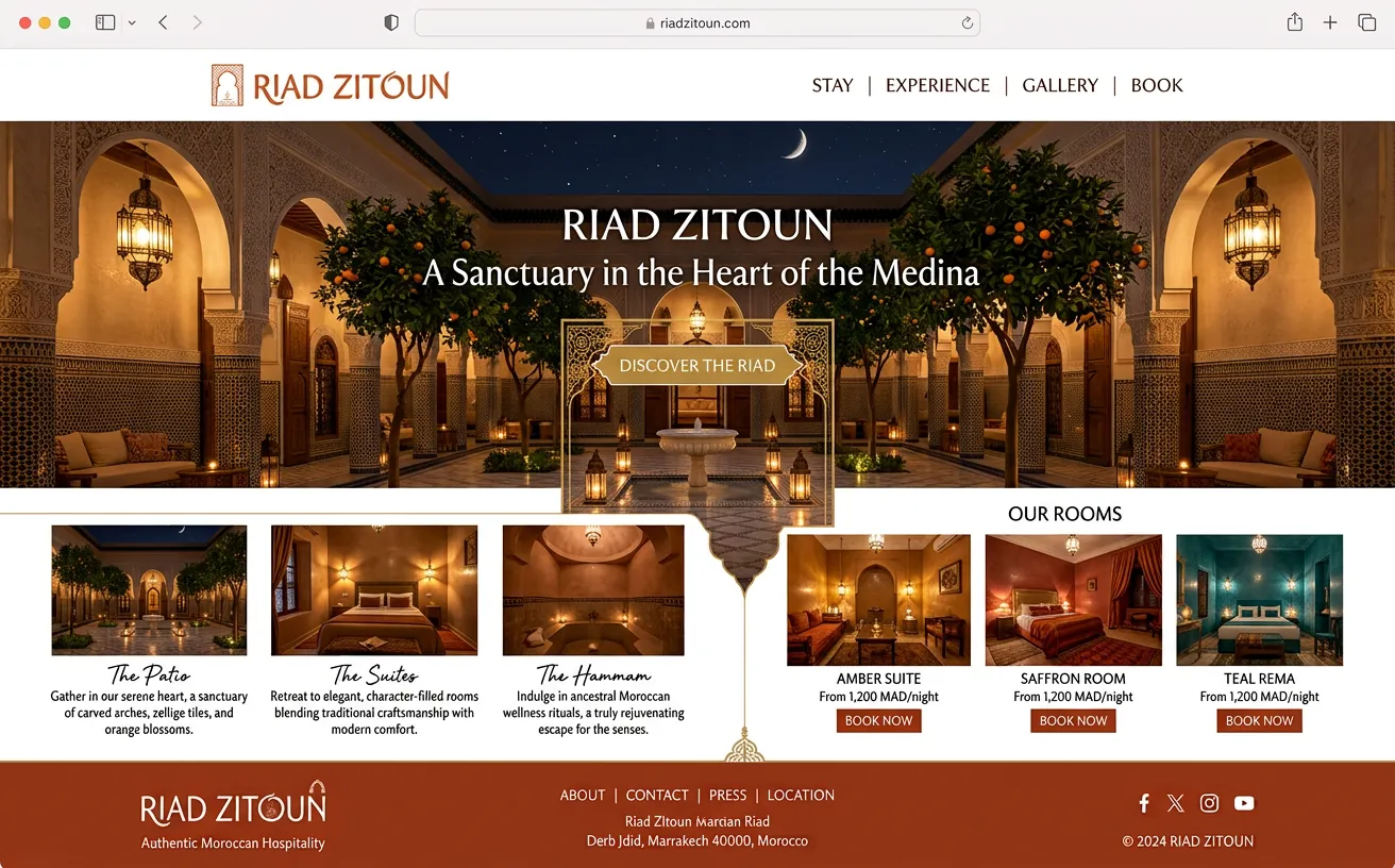 Demo mockup — Riad Zitoun Marrakech