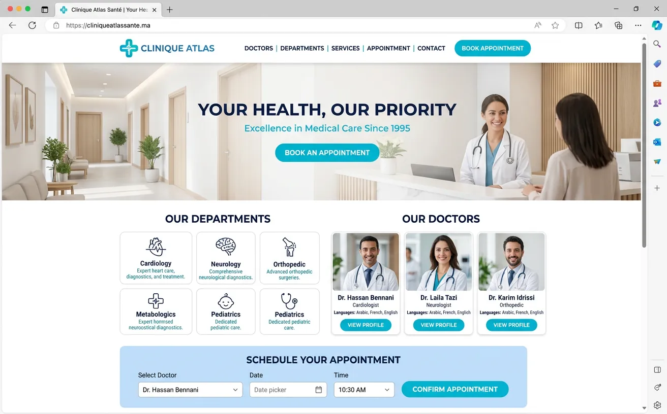 ماكيت توضيحي — عيادة Atlas الصحة
