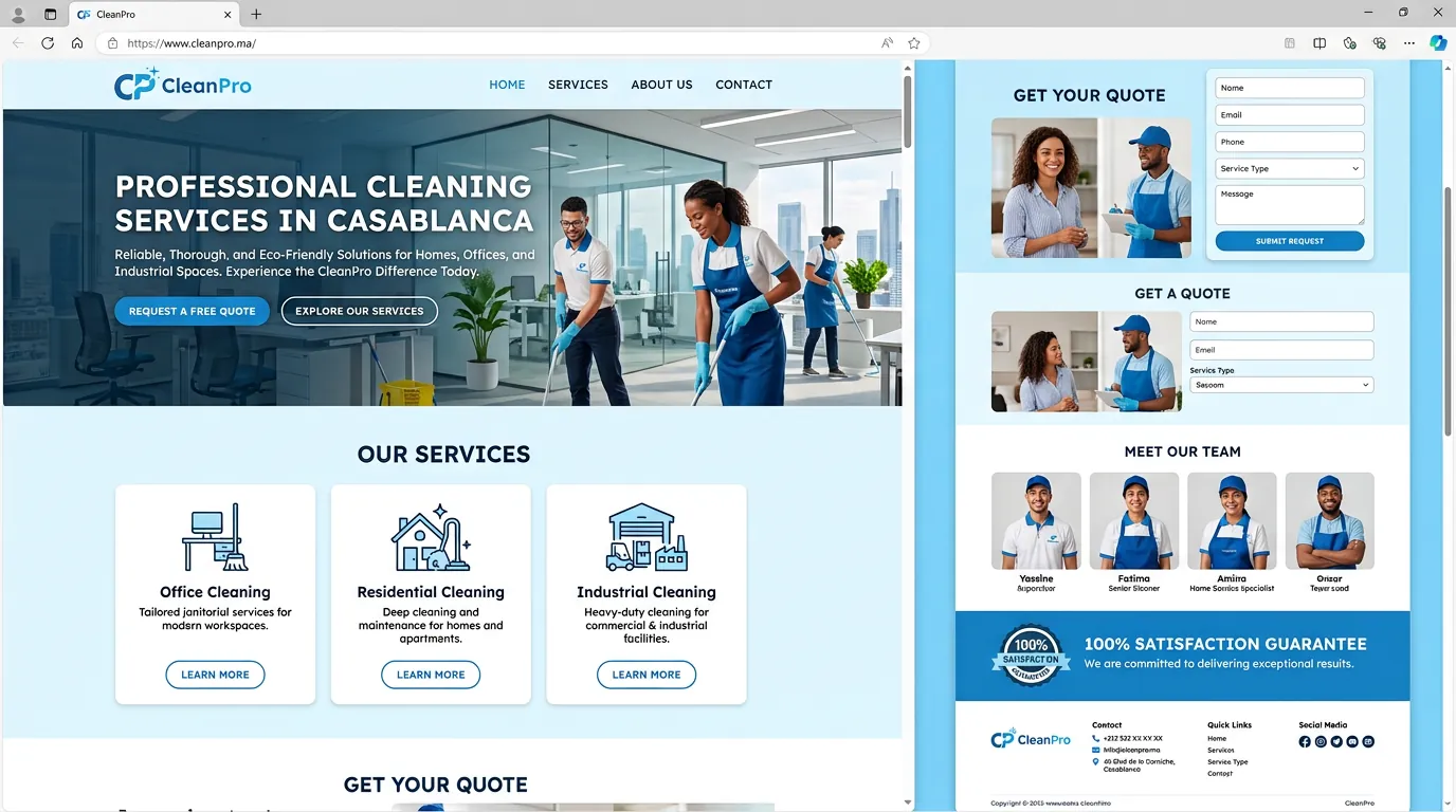 ماكيت توضيحي — CleanPro الخدمات