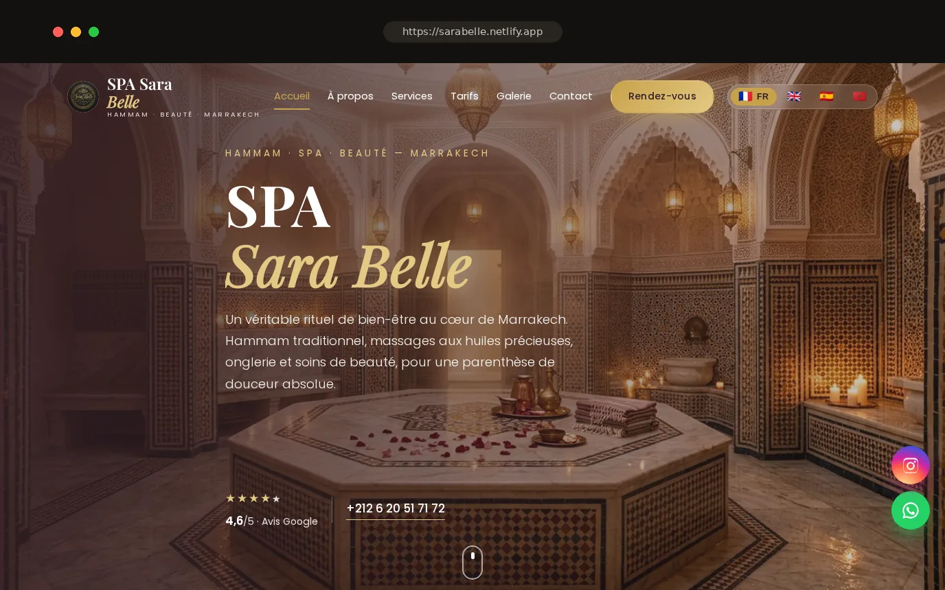 SPA Sara Belle — version ordinateur